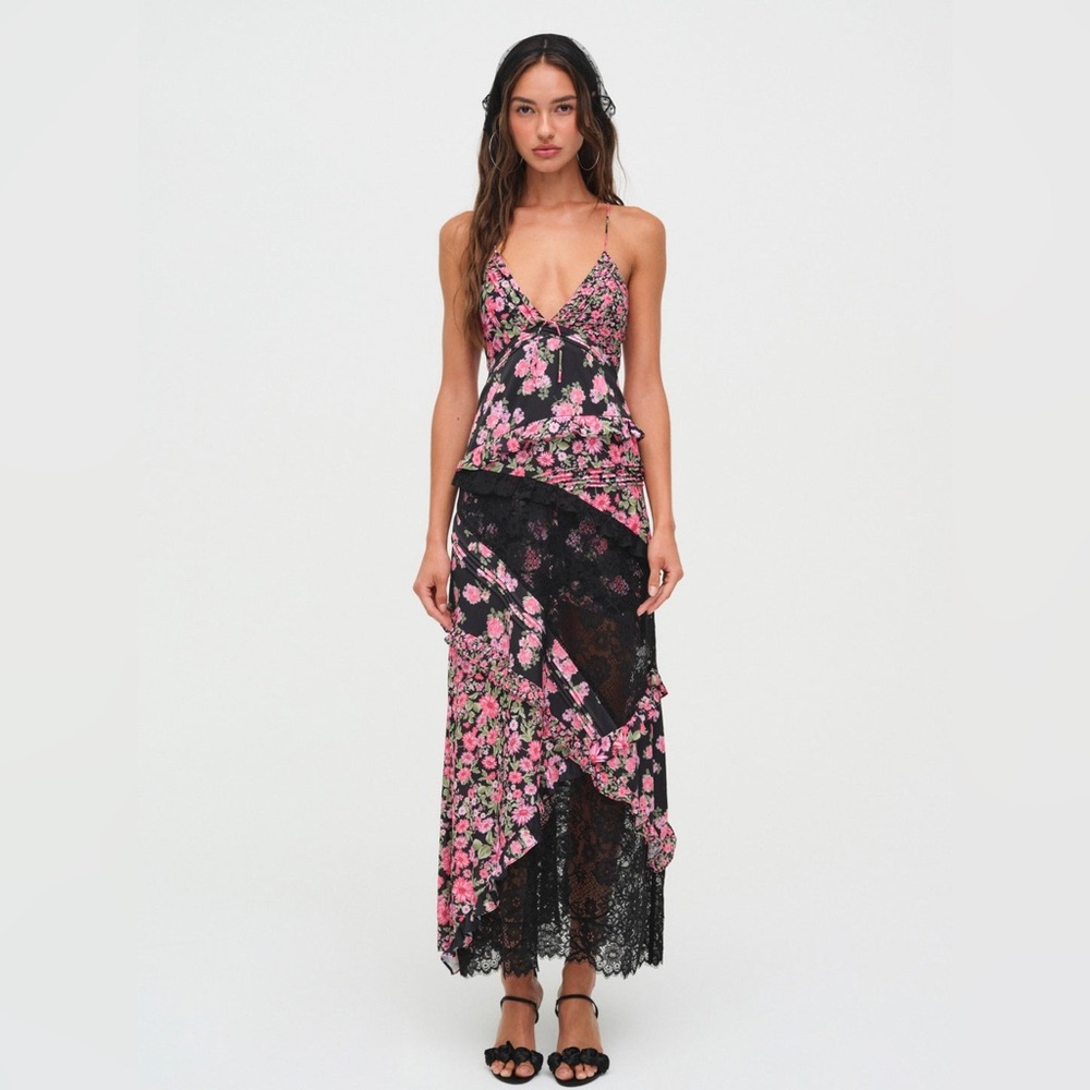 For love and lemons Rosalyn floral lace cutout maxi dress